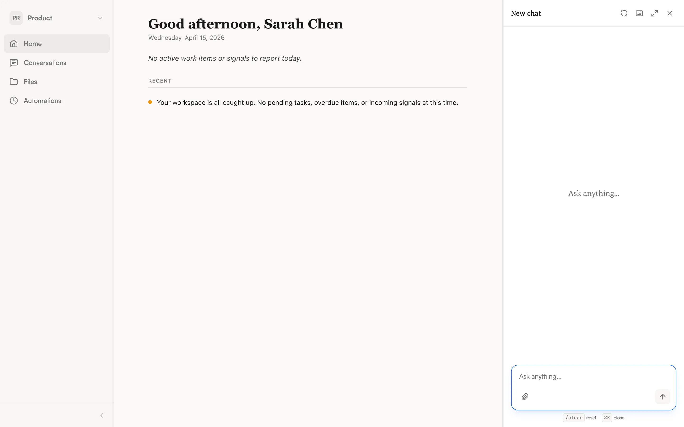 NimbleBrain interface showing the sidebar, main content area, and chat panel